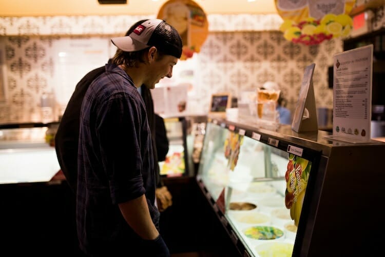 Guests viewing ice cream display on food tour