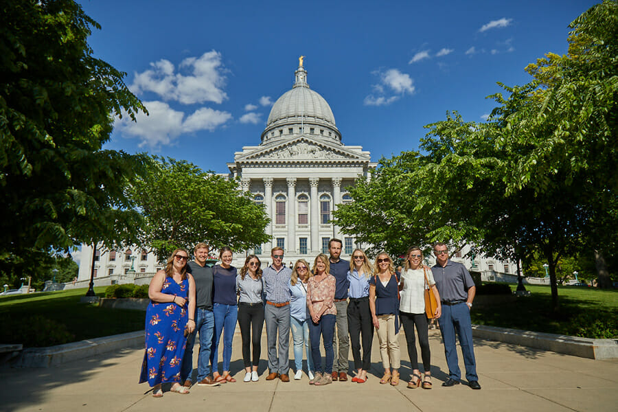 Food tour in front of Capitol in Madison, Wisconsin