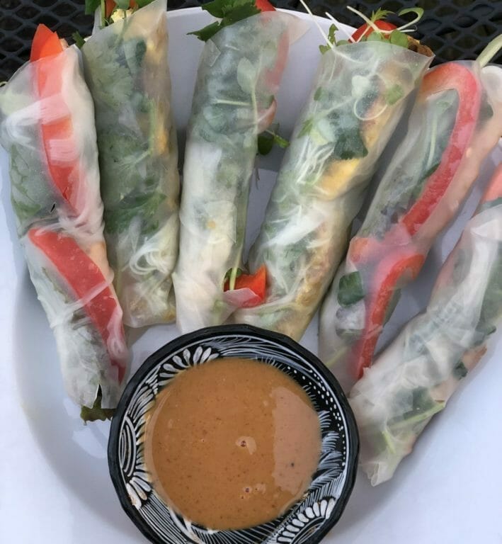 spring rolls and dipping sauce